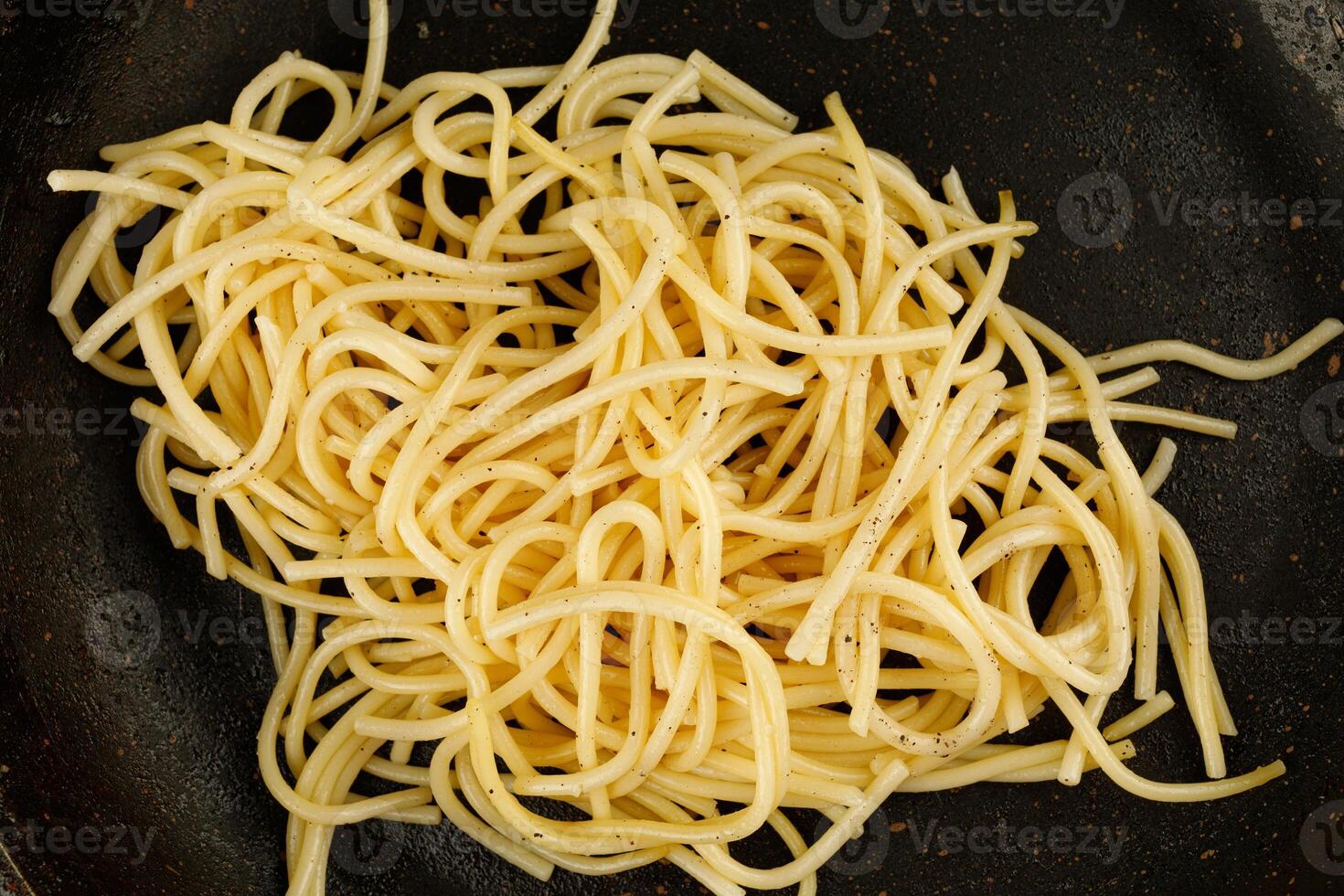 Pasta in a frying pan photo