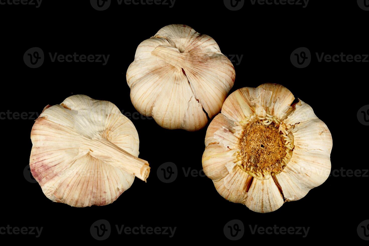 Garlic close-up on a black background photo