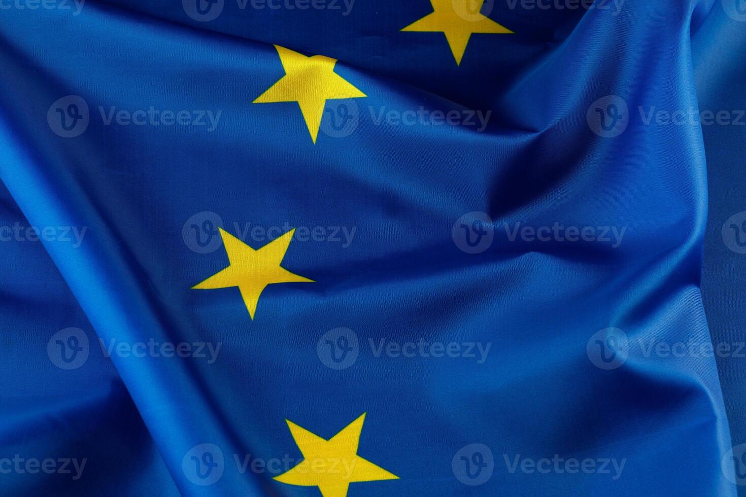 EU silk flag close up photo