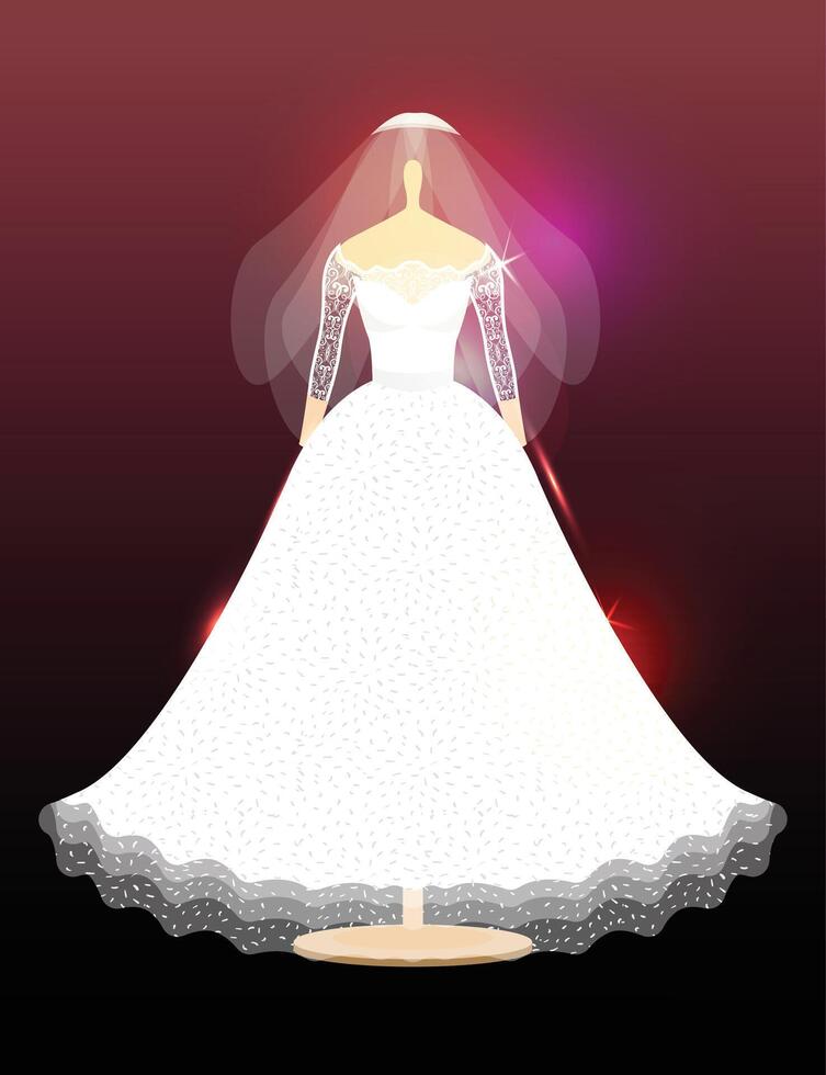 Wedding dress design dark Background. white dresses for brides in different styles. vector