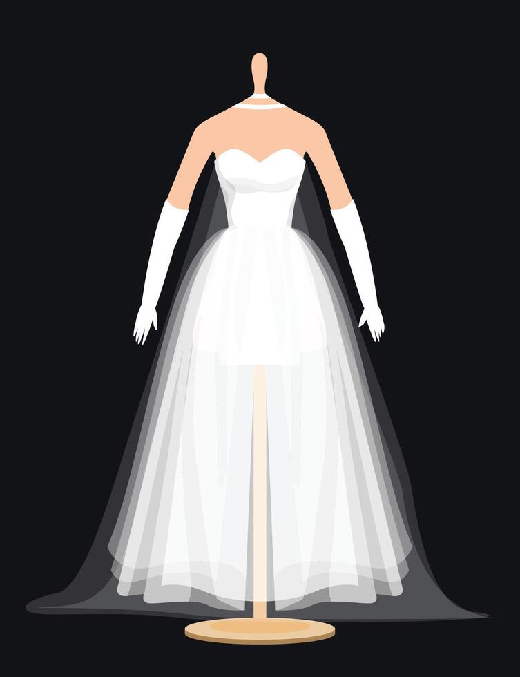 Wedding dress design dark Background. white dresses for brides in different styles. vector