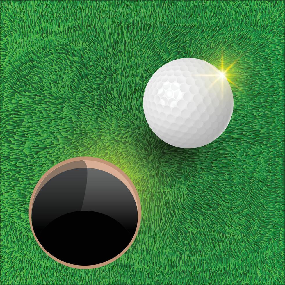 Top view Golf ball with green grass Background vector