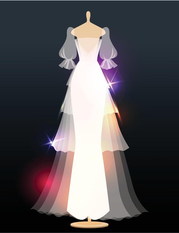 Wedding dress design dark Background. white dresses for brides in different styles. vector