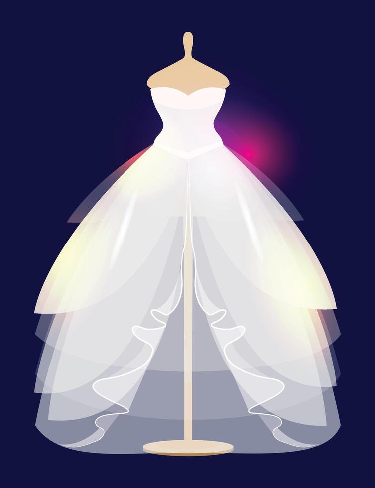 Wedding dress design dark Background. white dresses for brides in different styles. vector