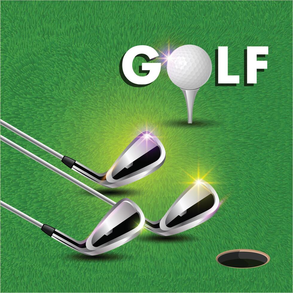 Golf course with sticks background in realistic style with Green grass vector