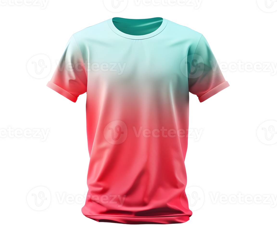 Ombre T-shirt Mockup. Isolated on transparent background png