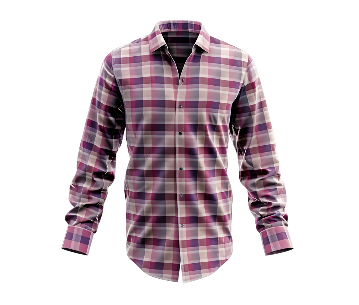 Checkered Patterned Shirt for Men. Isolated on transparent background png