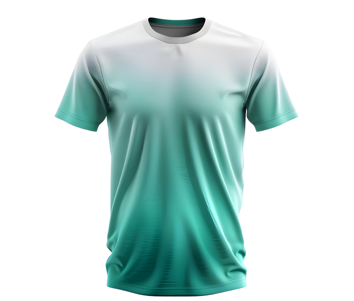 White and Teal Gradient T-Shirt Mockup. Isolated on transparent background png