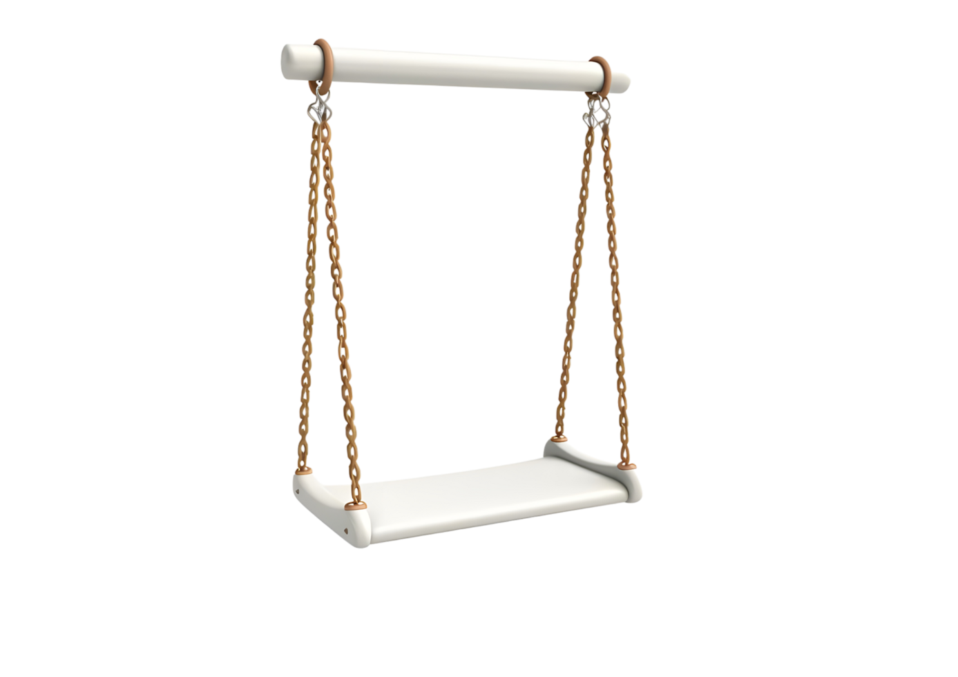 White Swing Hanging from a Beam. Isolated on transparent background png
