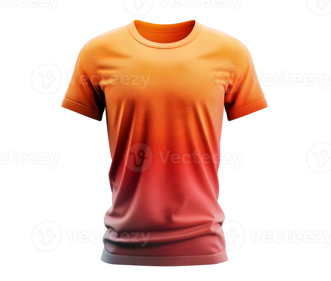 Orange and Red Gradient T-shirt Mockup. Isolated on transparent background png