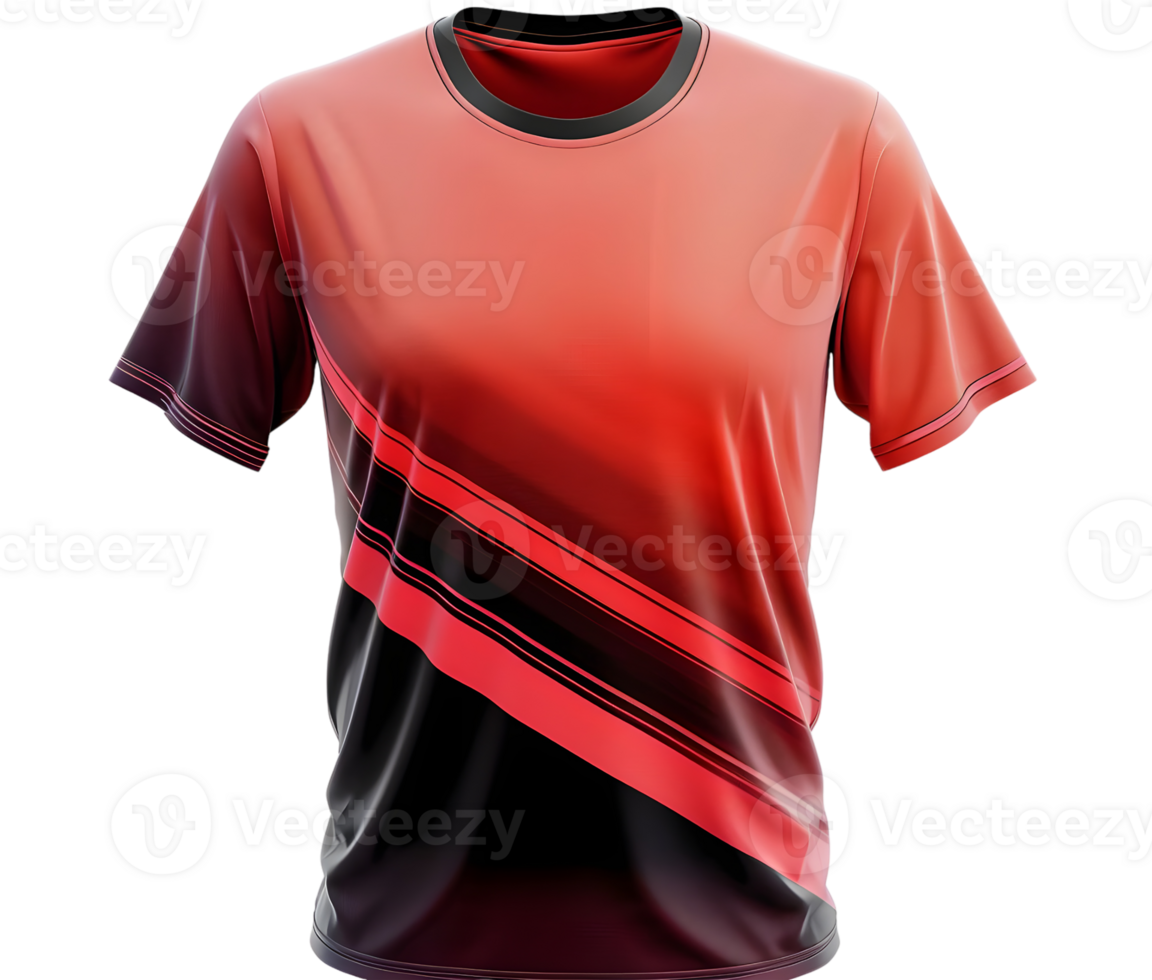 Red and Black Gradient T-Shirt Mockup. Isolated on transparent background png