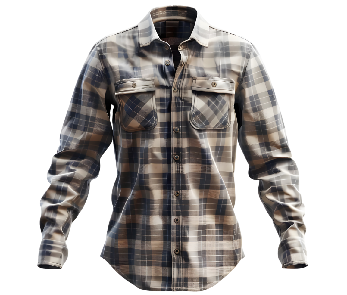 Checkered Long Sleeve Shirt on Mannequin. Isolated on transparent background png
