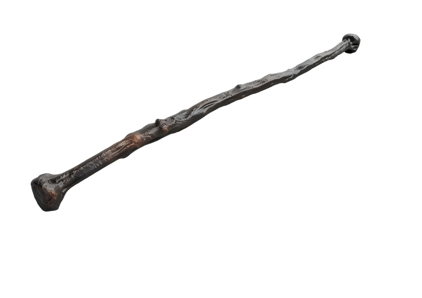 Rusty metal stick with intricate patterns. Isolated on transparent background png