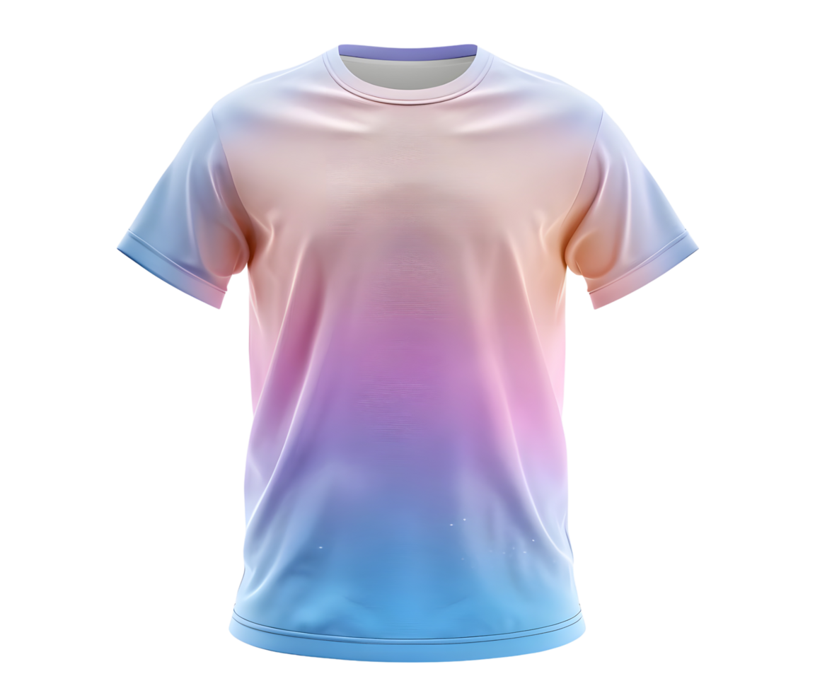 Mockup of a plain t-shirt with a colorful gradient. Isolated on transparent background png