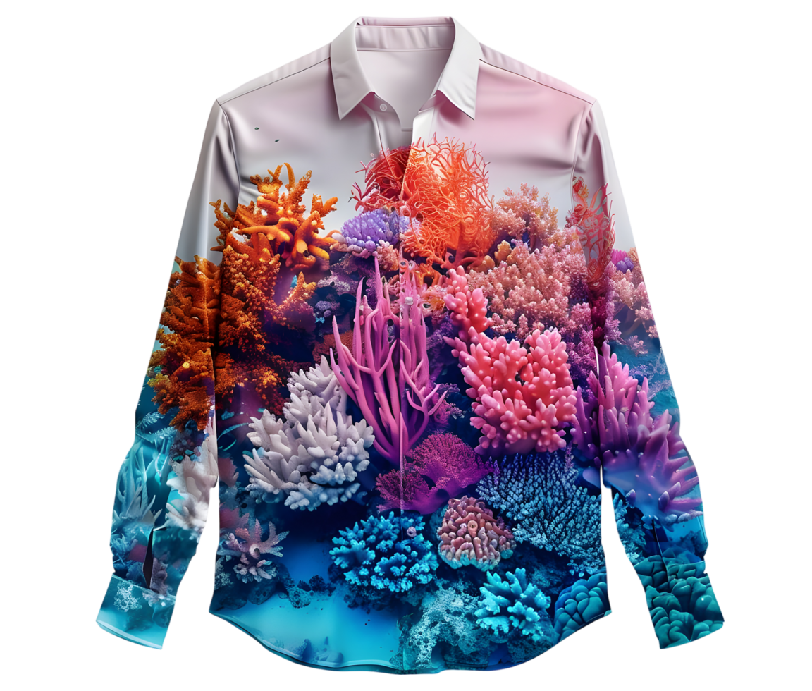 Coral Reef Shirt Design. Isolated on transparent background png