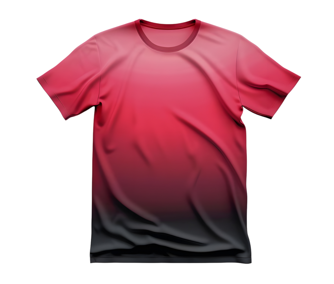 Red and Black Gradient T-Shirt Mockup. Isolated on transparent background png