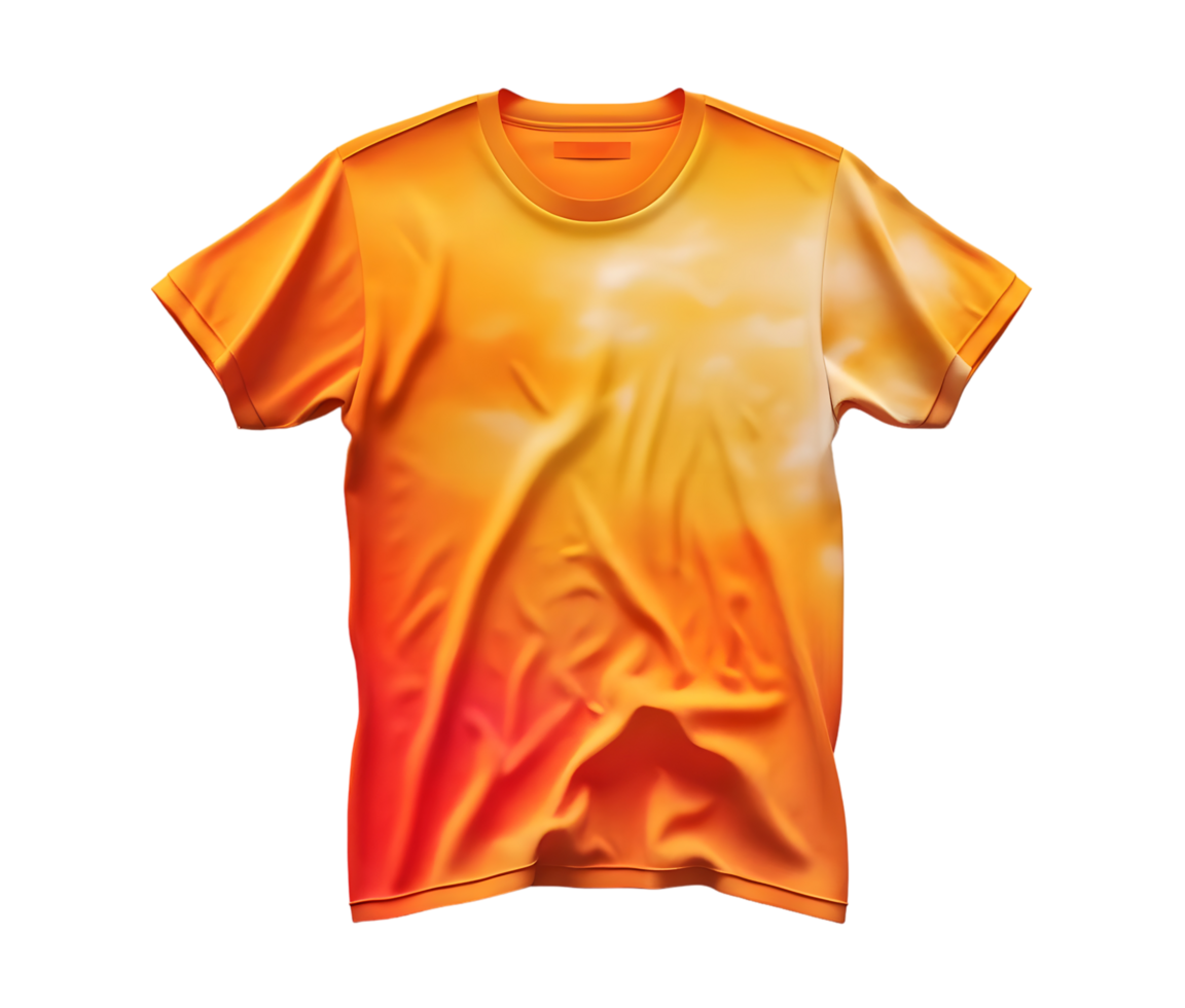 Yellow and Orange Gradient T-Shirt Mockup. Isolated on transparent background png