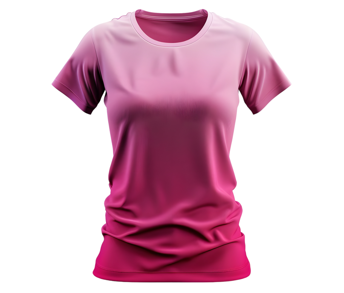 Pink Gradient T-Shirt Mockup. Isolated on transparent background png