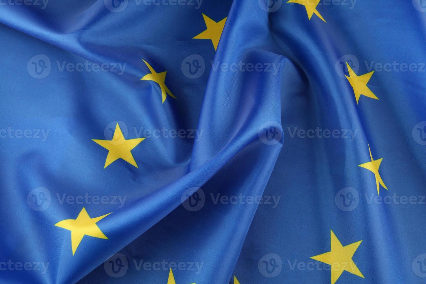 EU silk flag close up photo