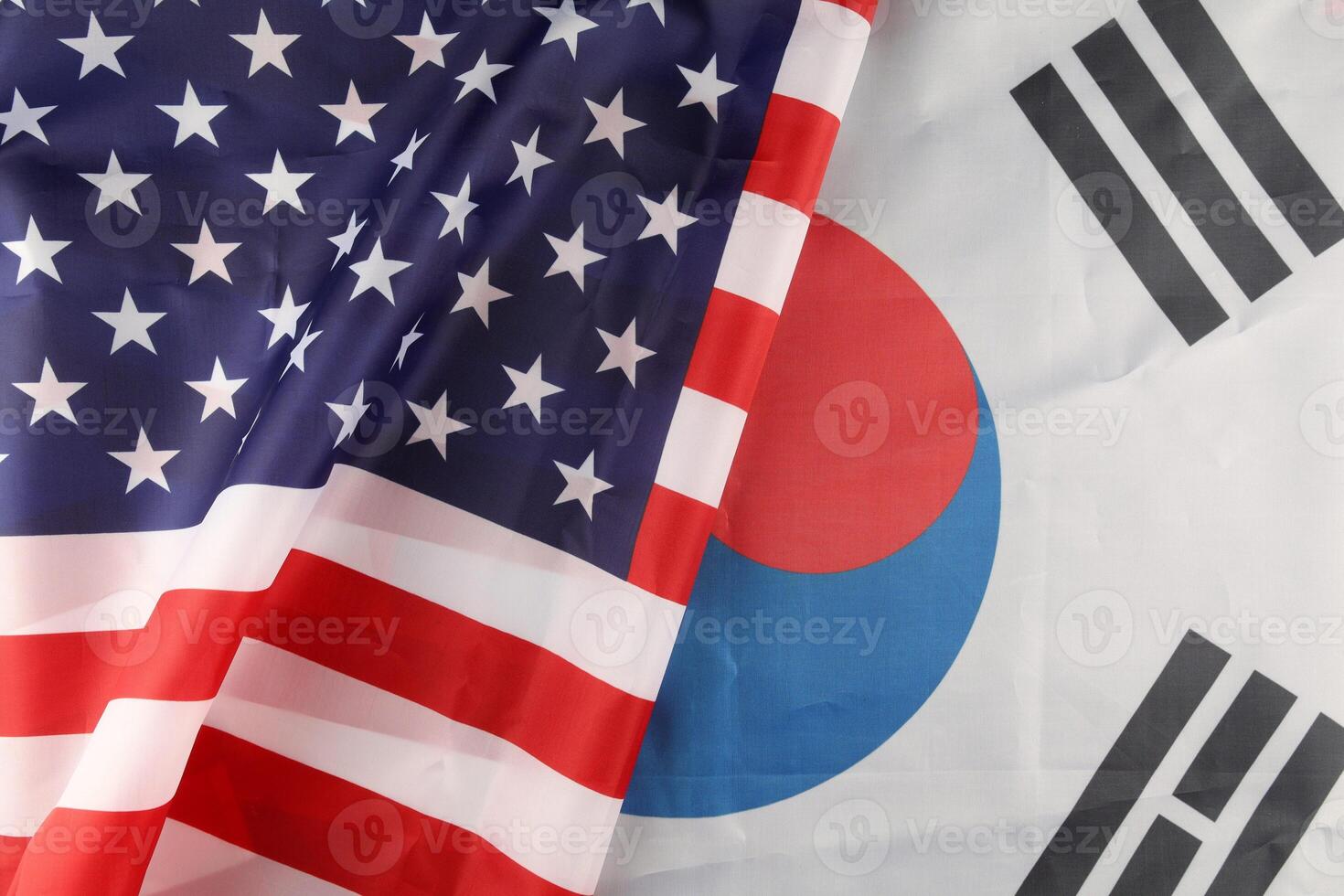 Flag of South Korea and USA photo