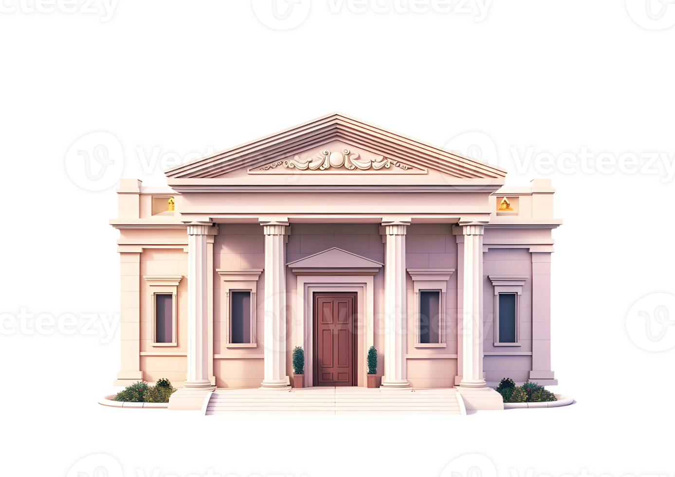 Elegant Neoclassical Building Facade. Isolated on transparent background png