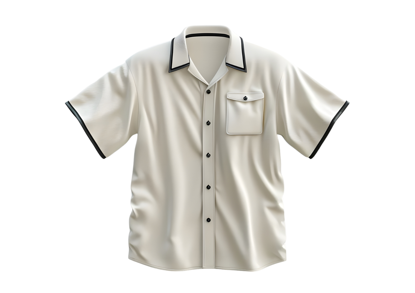 Mockup of White Shirt with Black Trim. Isolated on transparent background png