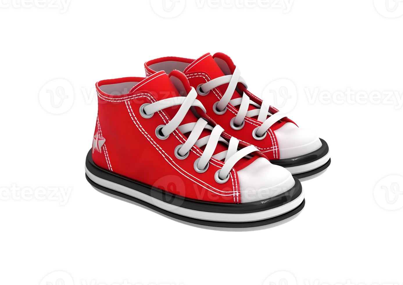 Red and White Canvas Sneakers. Isolated on transparent background png
