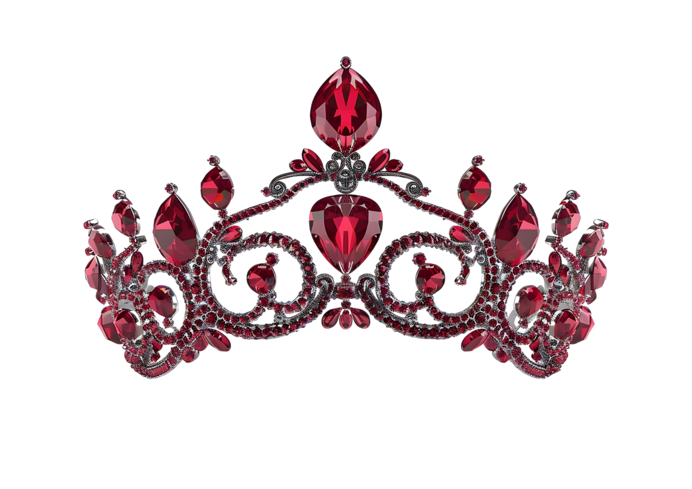 Elegant Red Ruby Crown Isolated. Isolated on transparent background png