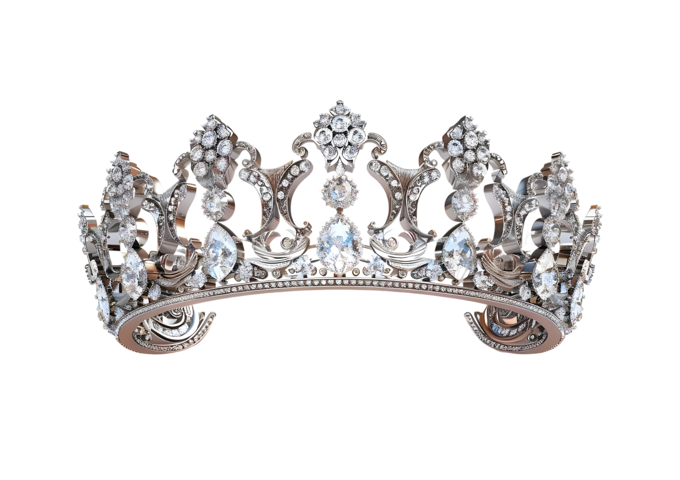 Sparkling Diamond Crown. Isolated on transparent background png