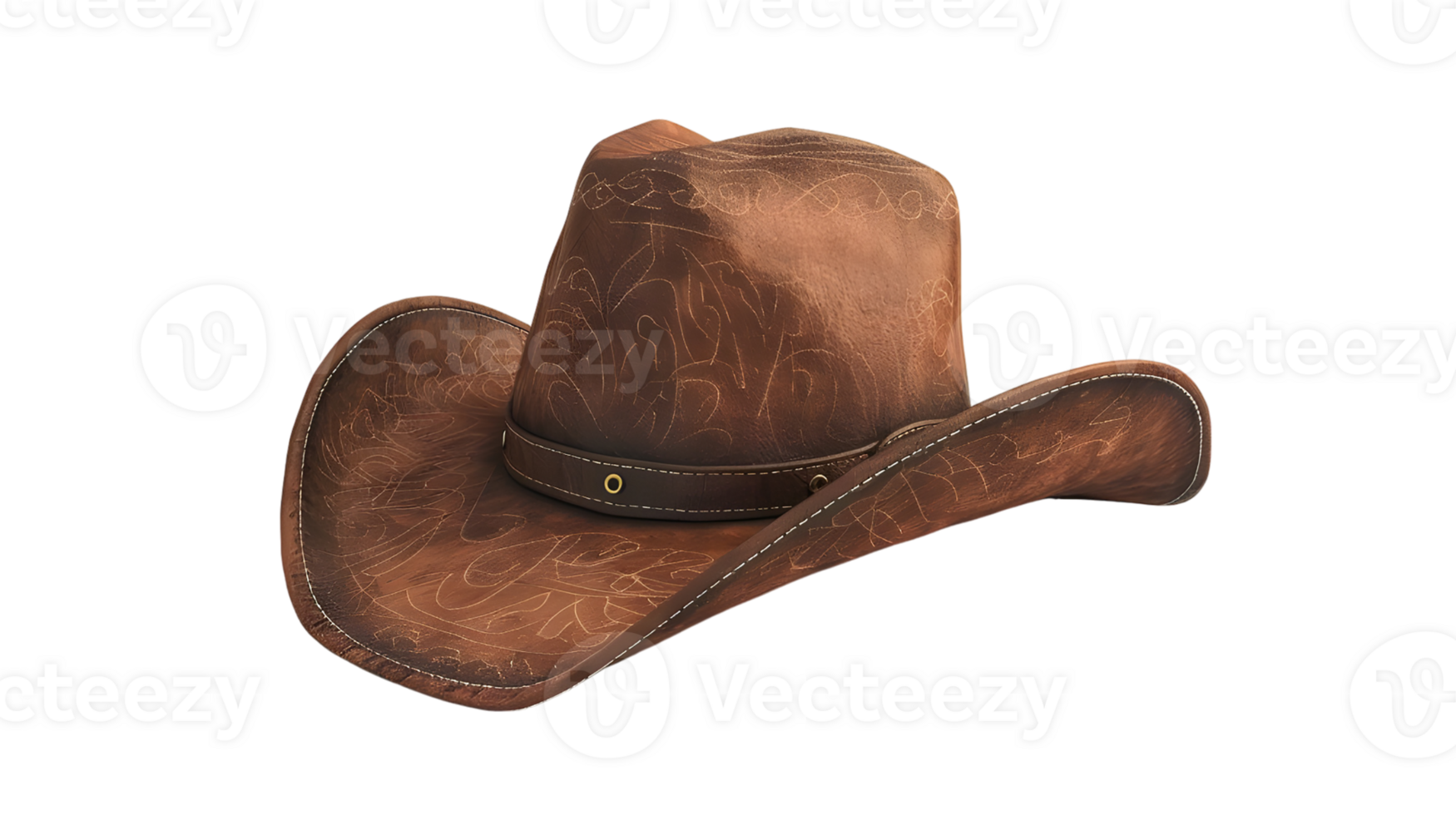 Cowboy Hat with Intricate Design. Isolated on transparent background png