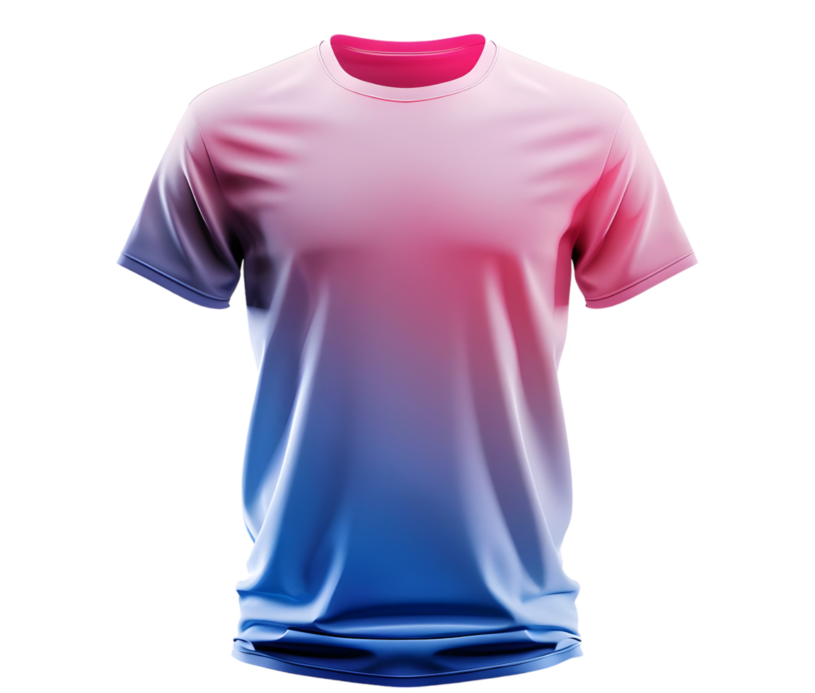 Pink and blue ombre t-shirt mockup. Isolated on transparent background png