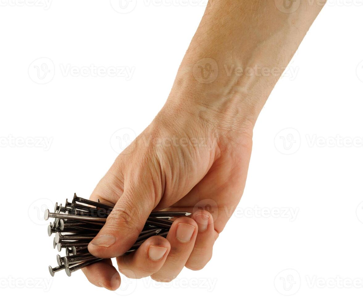 Lots of nails construction in hand photo