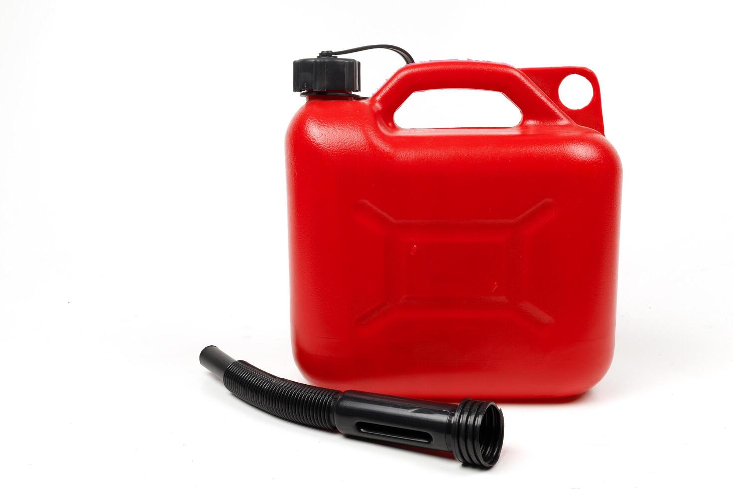 Red plastic canister for fuel isolate photo