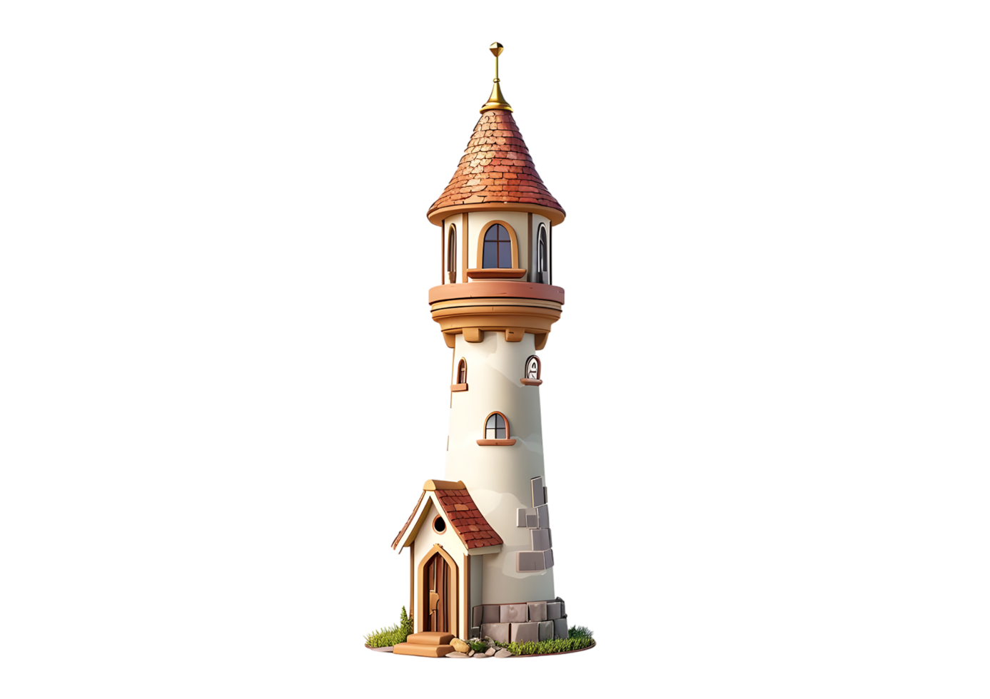 Charming Cartoon Tower Illustration. Isolated on transparent background png
