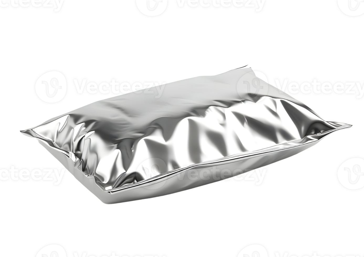 Crumpled Silver Foil Packaging. Isolated on transparent background png