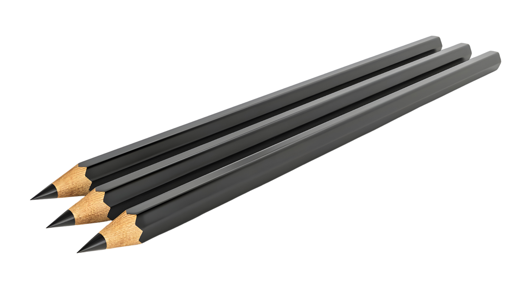 Black Pencils Sharp Isolated. Isolated on transparent background png