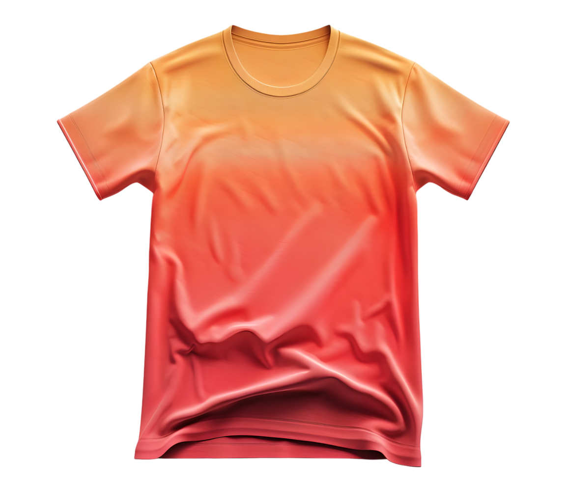 Orange and Red Gradient T-Shirt Mockup. Isolated on transparent background png