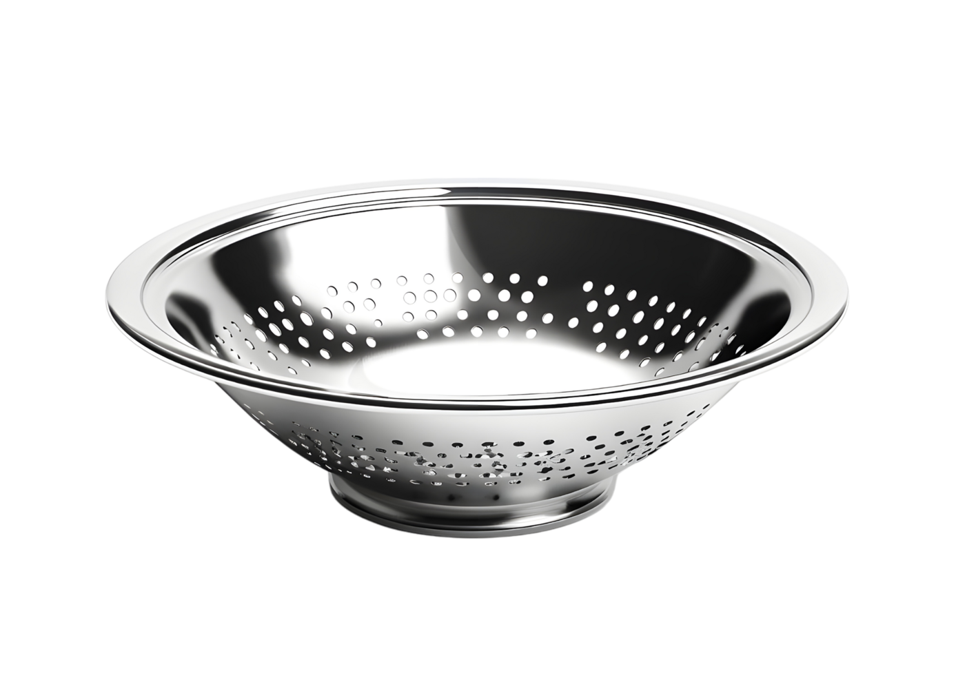 Stainless Steel Colander with Holes. Isolated on transparent background png