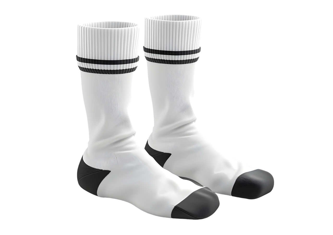 White Socks with Black Stripes. Isolated on transparent background png