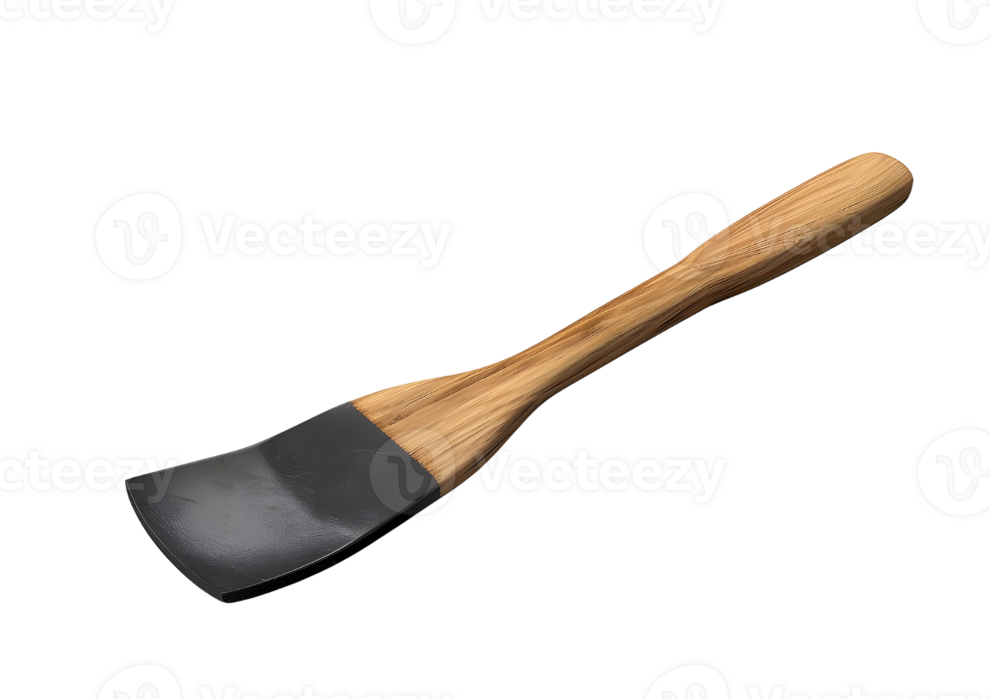 Wooden Spatula with Black Silicone Head. Isolated on transparent background png