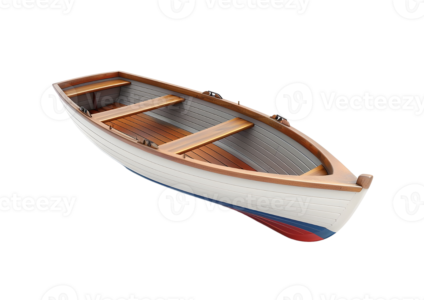 Wooden Rowboat with Seats. Isolated on transparent background png