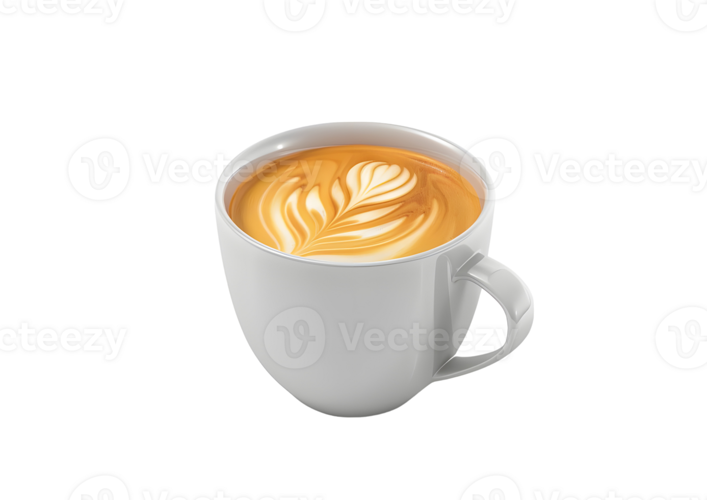 Cup of coffee with latte art. Isolated on transparent background png