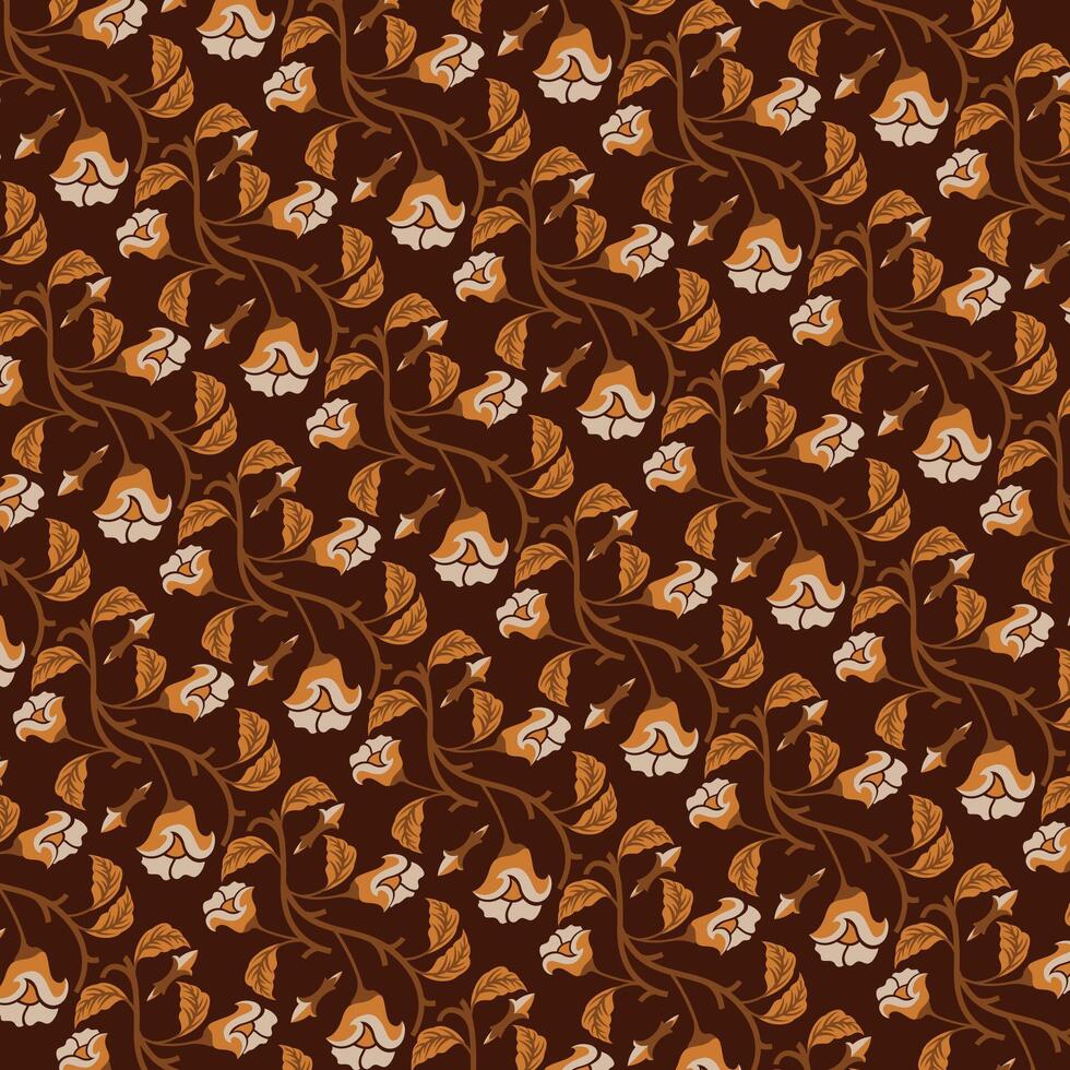 SEAMLESS PATTERN OF LEAVES AND FLOWERS vector