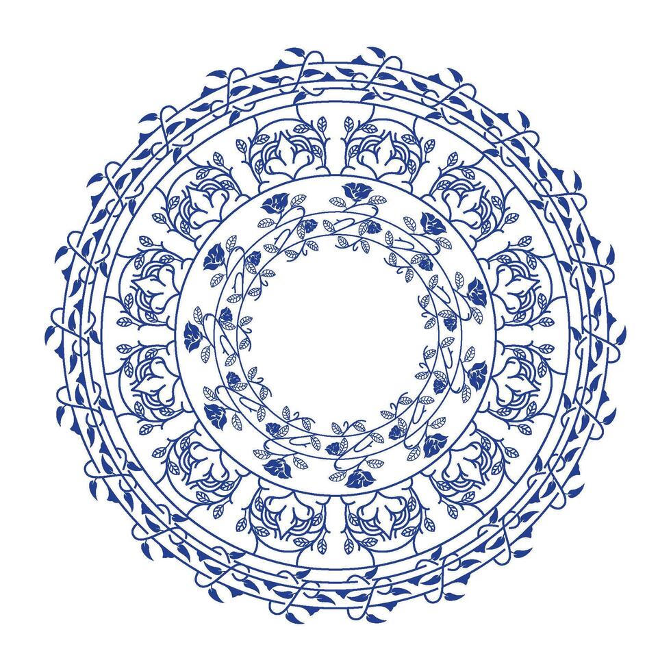 CIRCLE PATTERN OF ABSTRACT FLOWERS vector