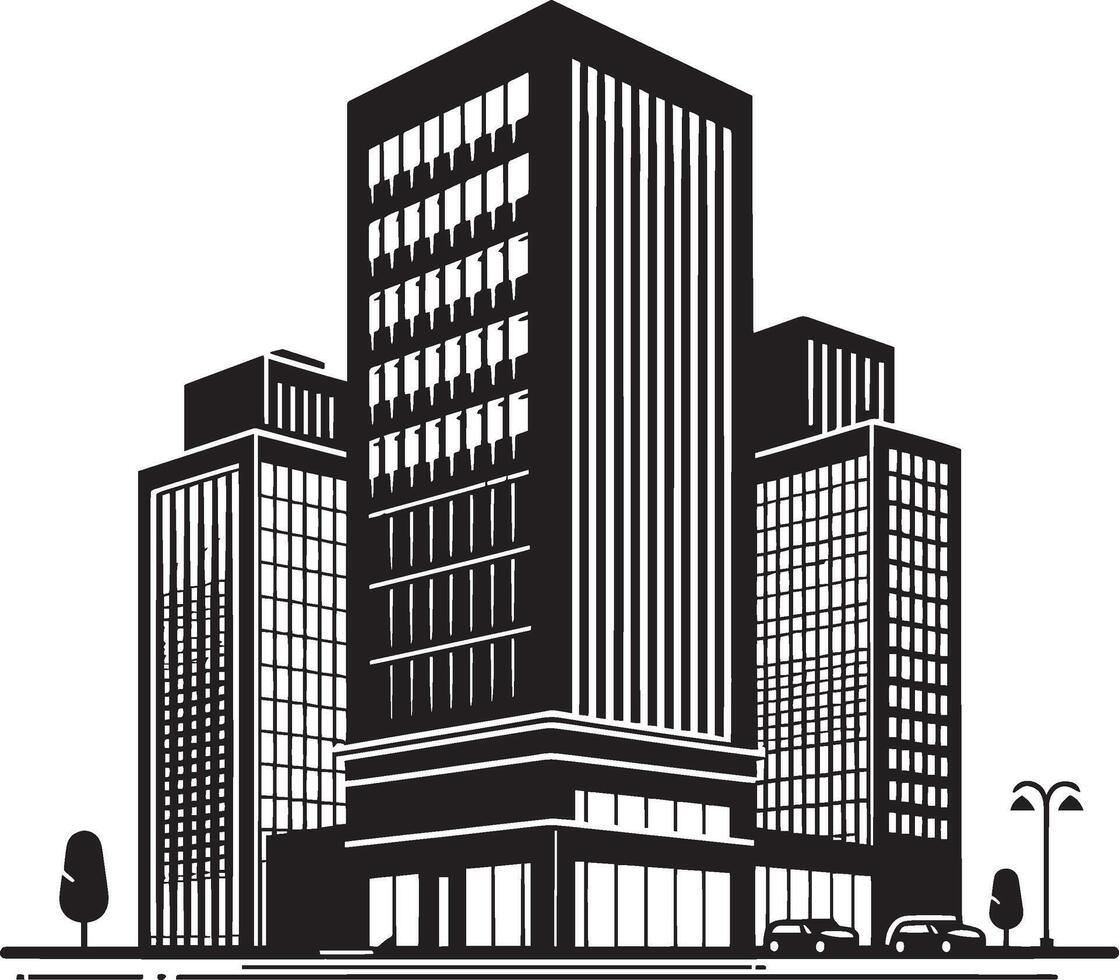 Modern Corporate Tall Building silhouette illustration isolated on a white background vector
