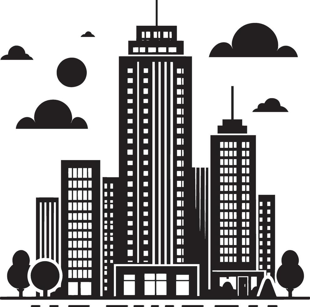 Modern Corporate Tall Building silhouette illustration isolated on a white background vector