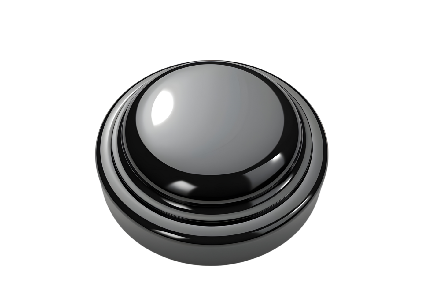 Black and white 3D button, digital render. Isolated on transparent background png