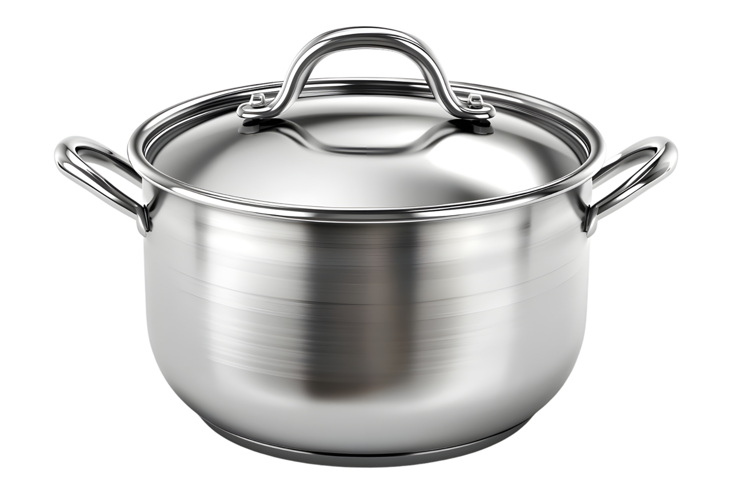 Stainless Steel Pot with Lid. Isolated on transparent background png