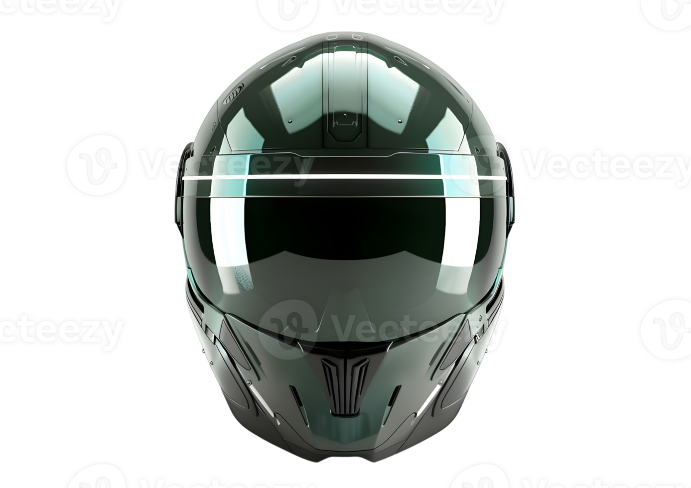 Futuristic Green Motorcycle Helmet. Isolated on transparent background png