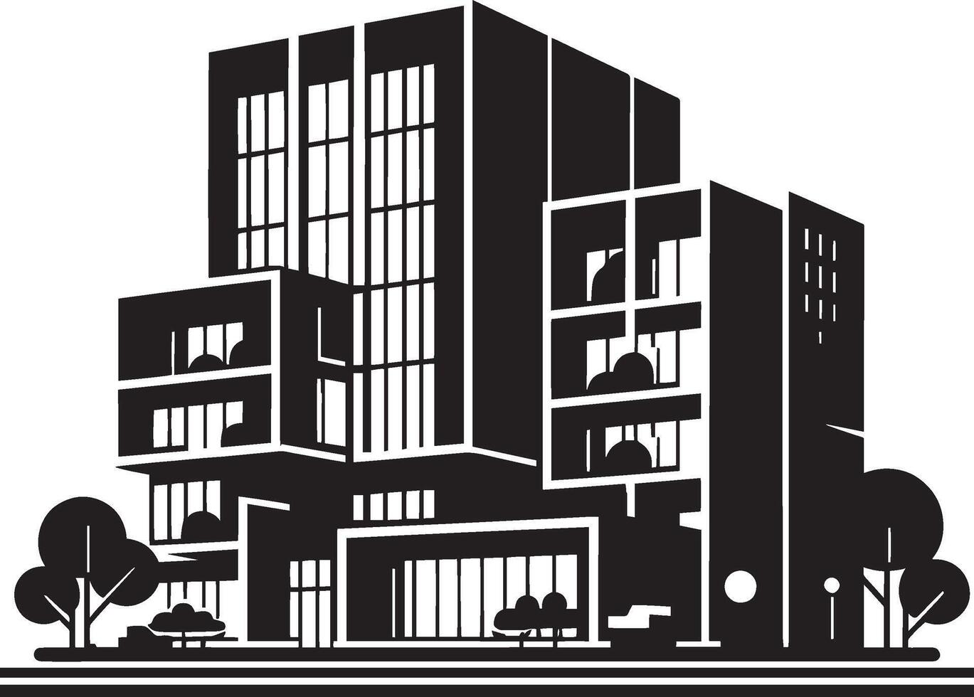 Modern Corporate Tall Building silhouette illustration isolated on a white background vector